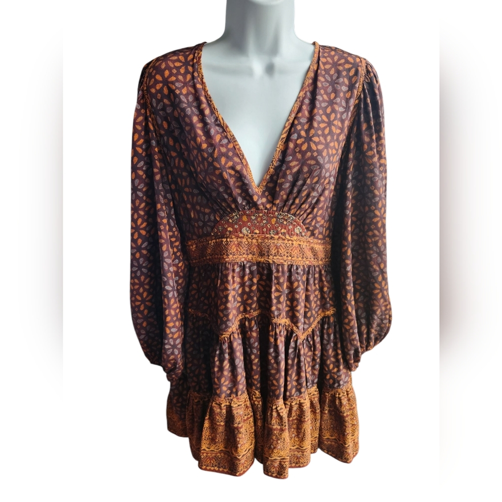 Ulla Johnson Brown Hayana Silk Mini Dress Boho Size 4